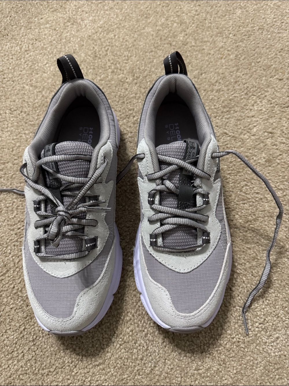 Under Armour Women's Gray and White Lace-Up Sneakers